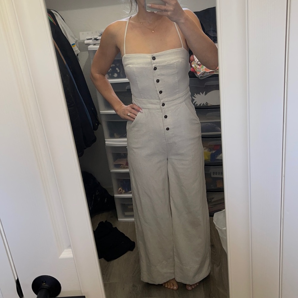 Xs lulus white/cream wide leg jumpsuit